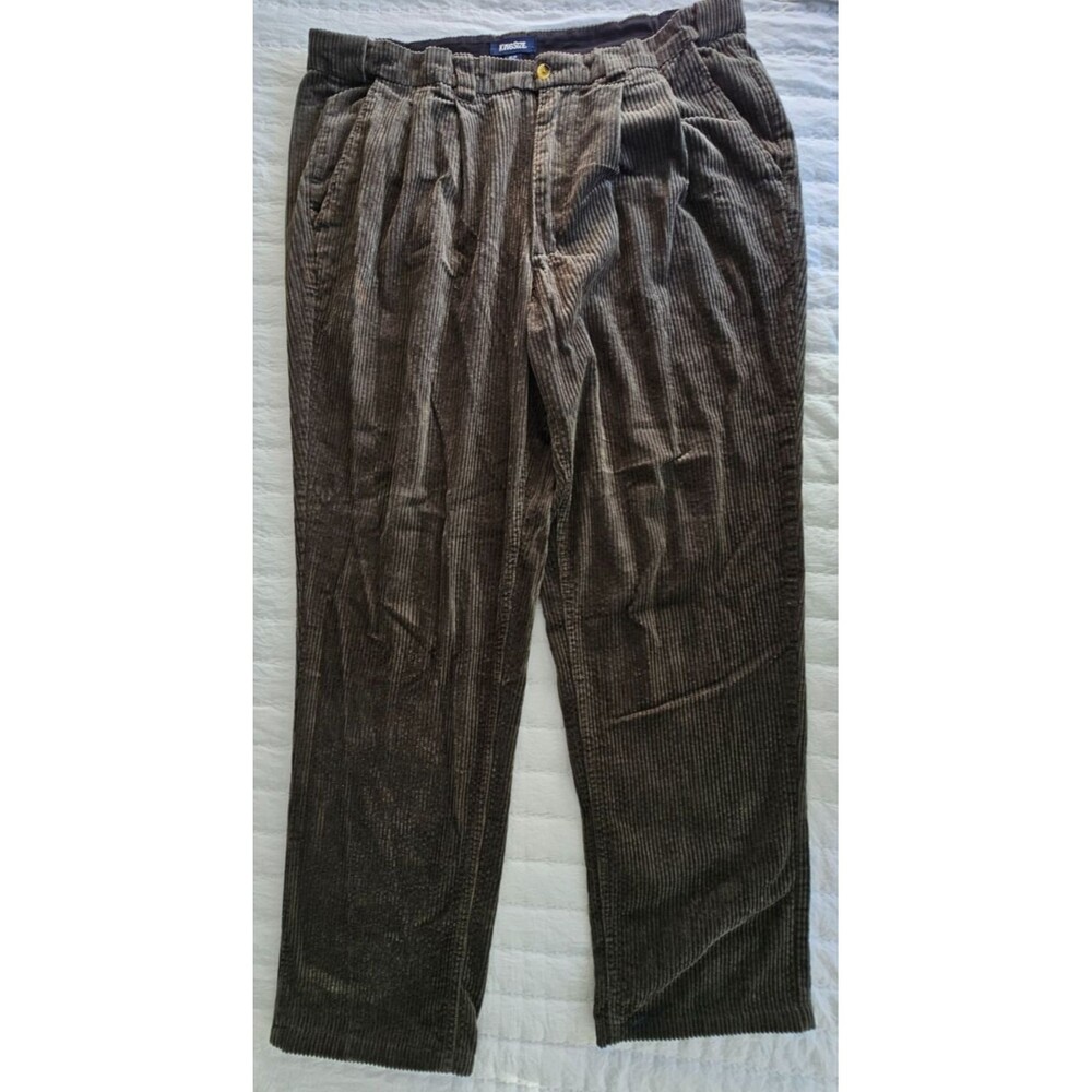 KingSize Men's Big & Tall 40 x 40 Corduroy Grey/Brown Plain Front Pants